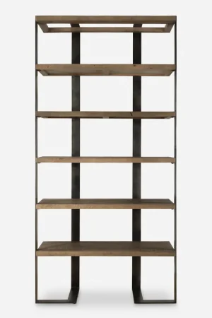 Grab Now Felix 90 X 44 inch Natural Oak and Oxidized Black Etagere