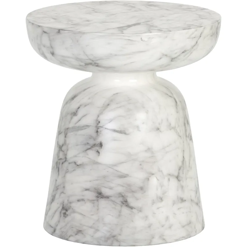 Sale Lucida 20 X 18 inch Marble Look / White Outdoor End Table