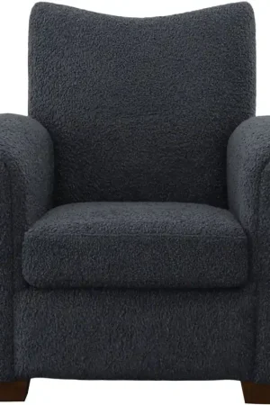 Teddy Slate Gray Faux Shearling and Walnut Stained Wood Accent Chair Hot Deal