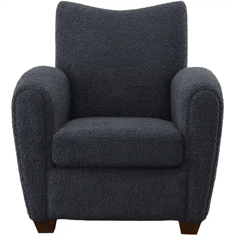 Teddy Slate Gray Faux Shearling and Walnut Stained Wood Accent Chair Hot Deal