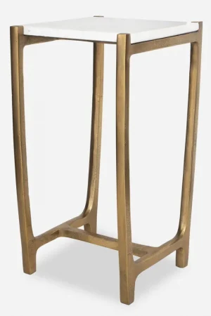 Affinity 22 X 12.5 inch Antique Gold and Natural White Marble Accent Table Exclusive Offer