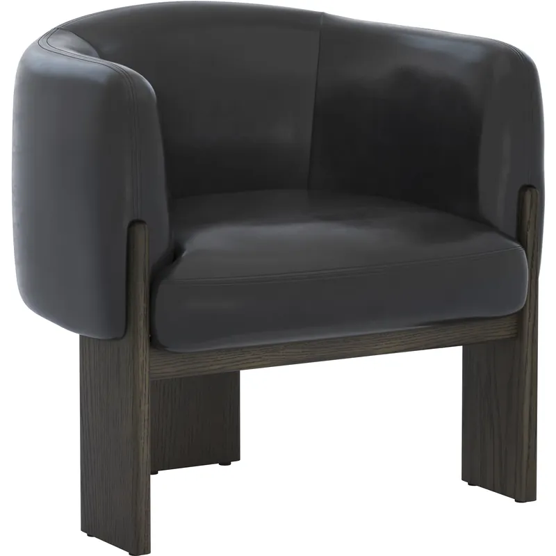 Exclusive Trine Dark Brown / Vintage Black Night Leather Lounge Chair
