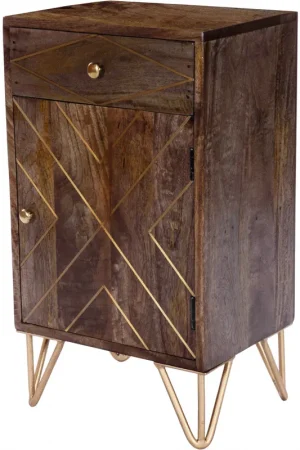 Alda Wood & Brass Metal Inlay Dresser or Chest Trusted Brand