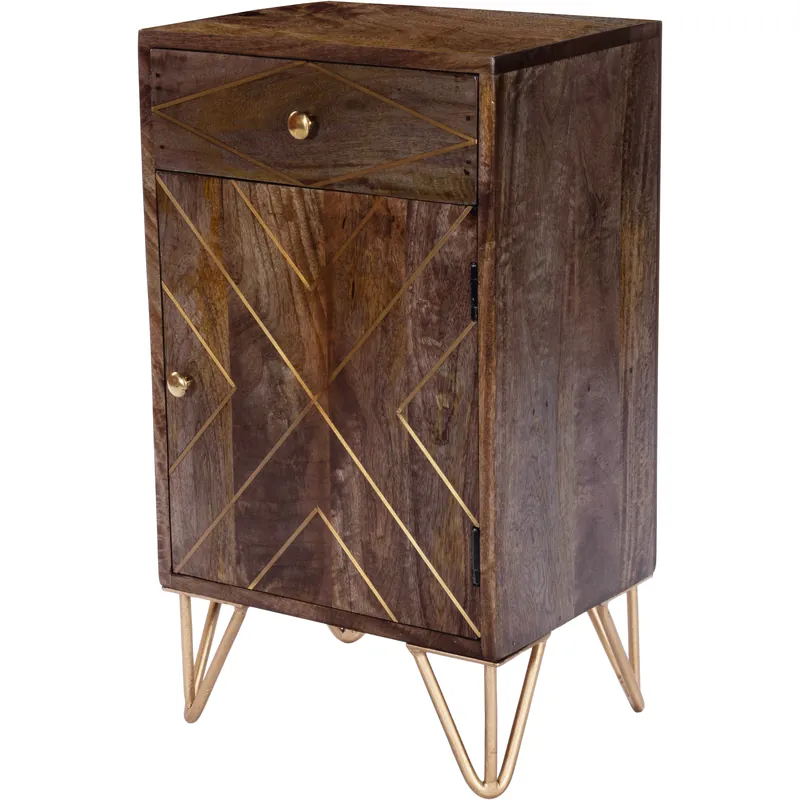 Alda Wood & Brass Metal Inlay Dresser or Chest Trusted Brand