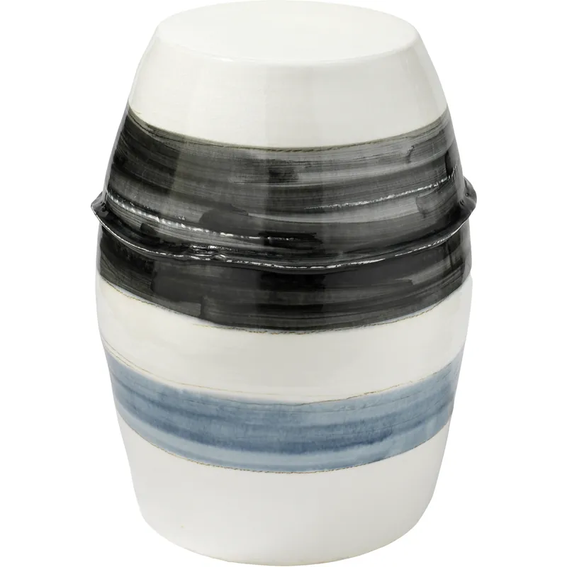 Horizon Striped 21 X 15 inch Grey / Black / White Ceramic Side Table Affordable