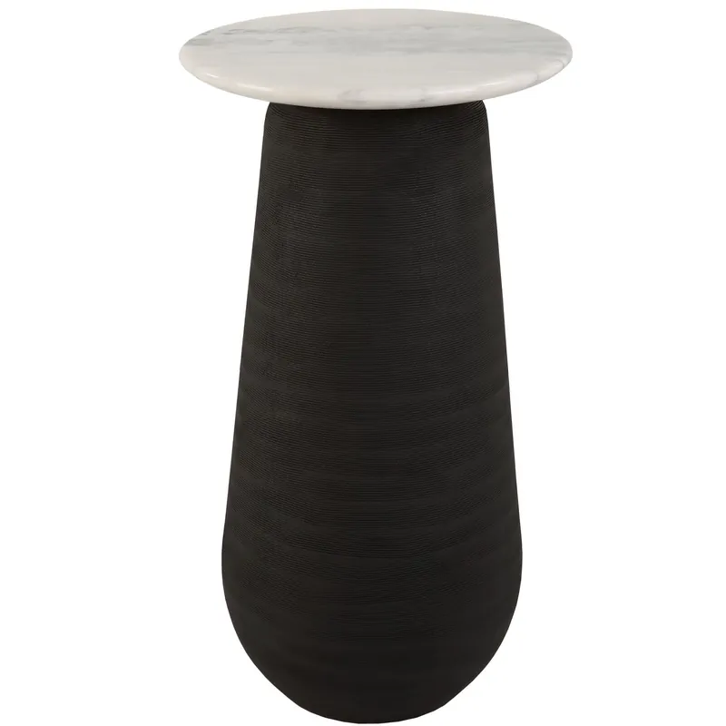 Limited Edition Total Eclipse 24.7 X 14 inch White Marble and Matte Black Accent Table