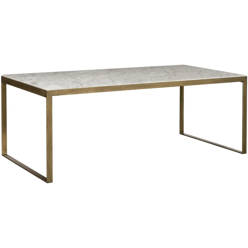 Evert 39.5 X 21.5 inch White / Antique Brass Coffee Table, Low Grab Now