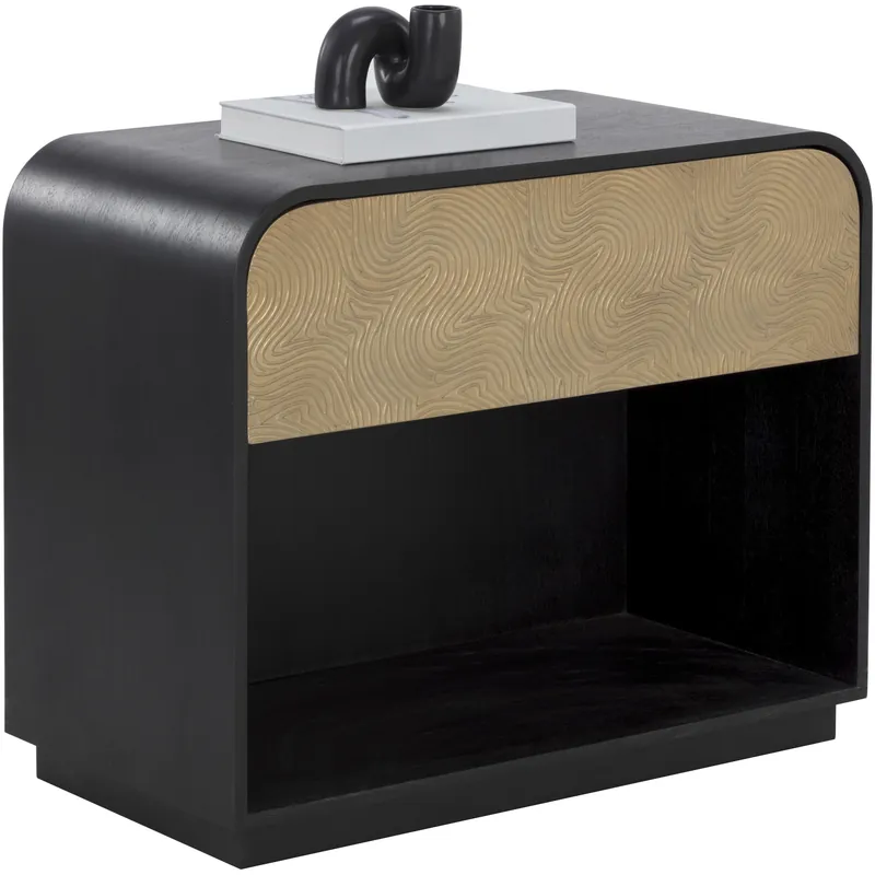 Algarve 34 X 28 inch Black / Champagne Gold Night Stand Free Shipping