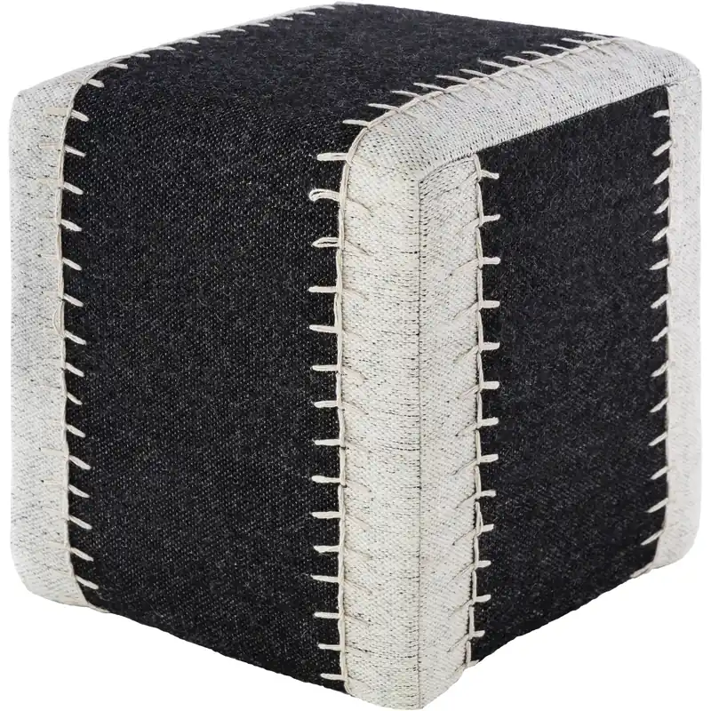 Free Returns Fairhope 18 inch Black Pouf, Cube