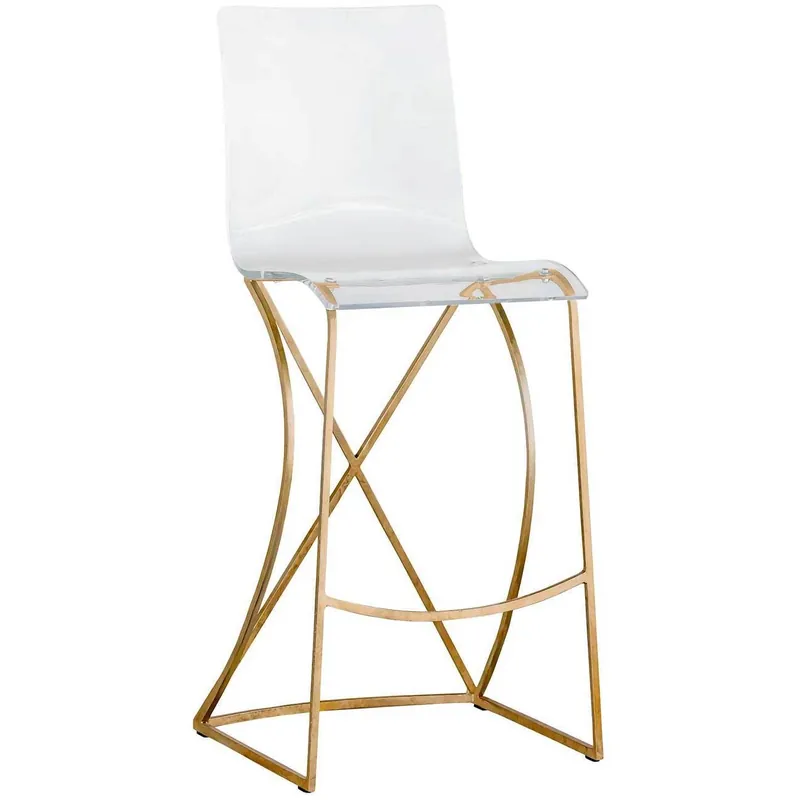 Modern Johnson 45.5 inch Antique Gold / Clear Acrylic Bar Counter Stool