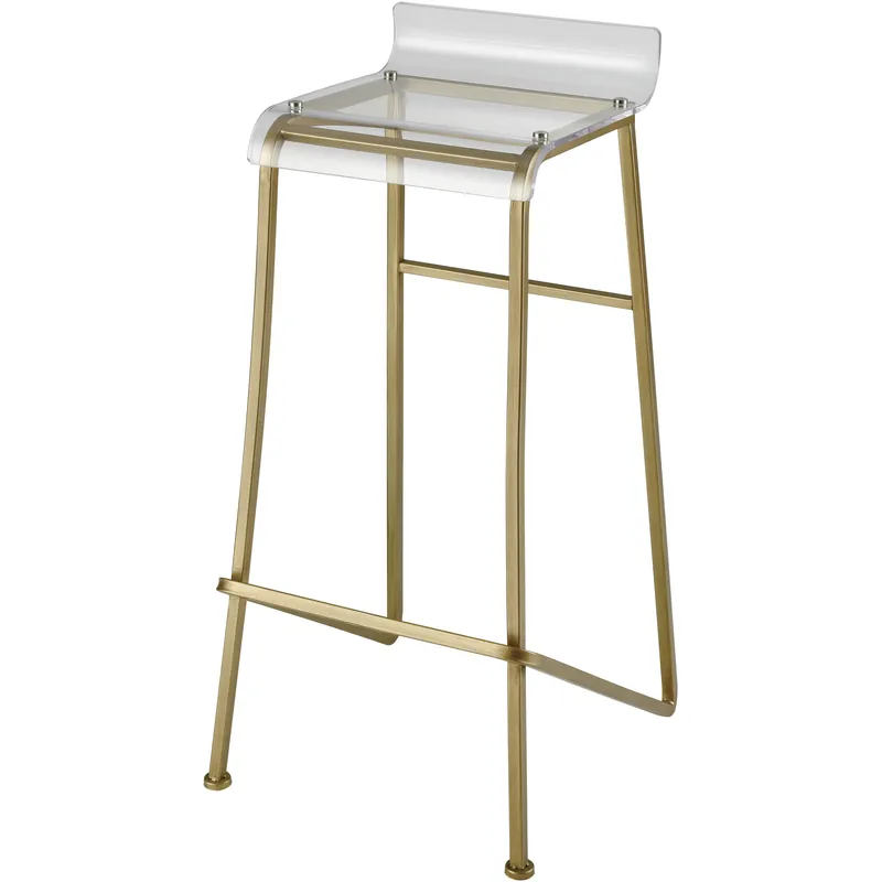 Deal Hyperion 33.25 inch Gold with Clear Bar Stool