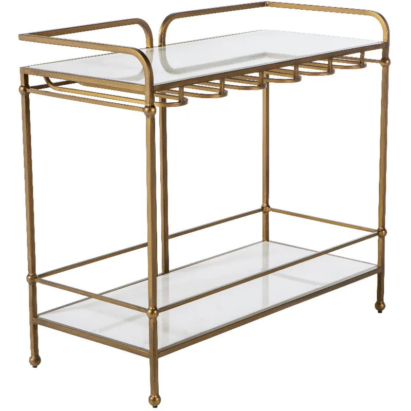 Final Sale Thia 40.5 X 18.5 inch Brushed Brass / Roman White Marble Console Table