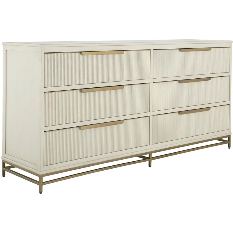 Best Seller Riggs Stained Gold / Distressed Antique White Dresser