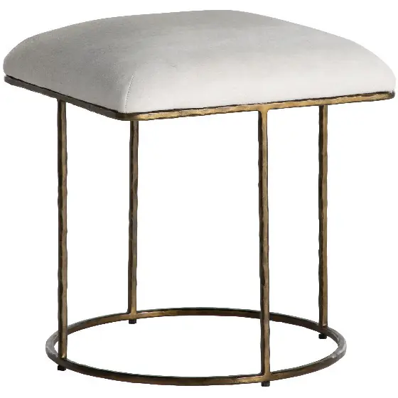 High Quality Lucas 19 inch Antique Aged Brass / Natural Ivory Hide Bar Counter Stool