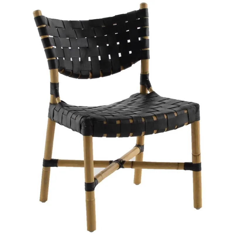 Morrison Natural Rattan / Black Leather Dining Chair Exclusive Offer