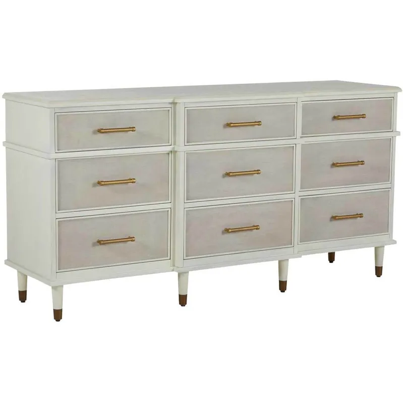 Sale Leona Parchment White / Antique Brass / Natural Linen Dresser