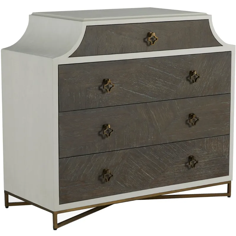 Crafted Kirsten Cerused White / Cerused Coal / Stained Brass Chest