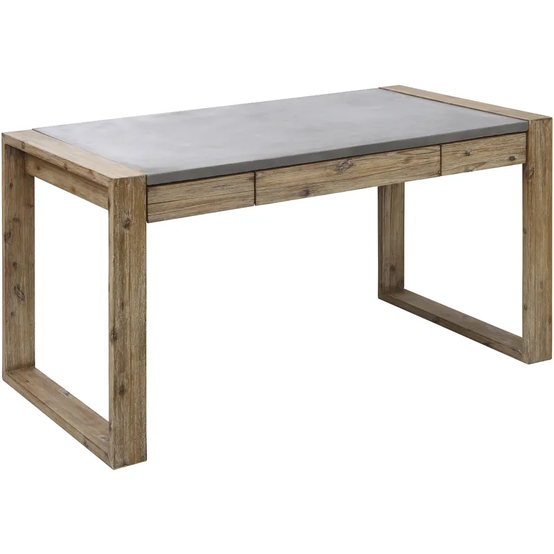 Brooklyn Heights 57 X 28 inch Polished Concrete with Natural Desk Buy Direct