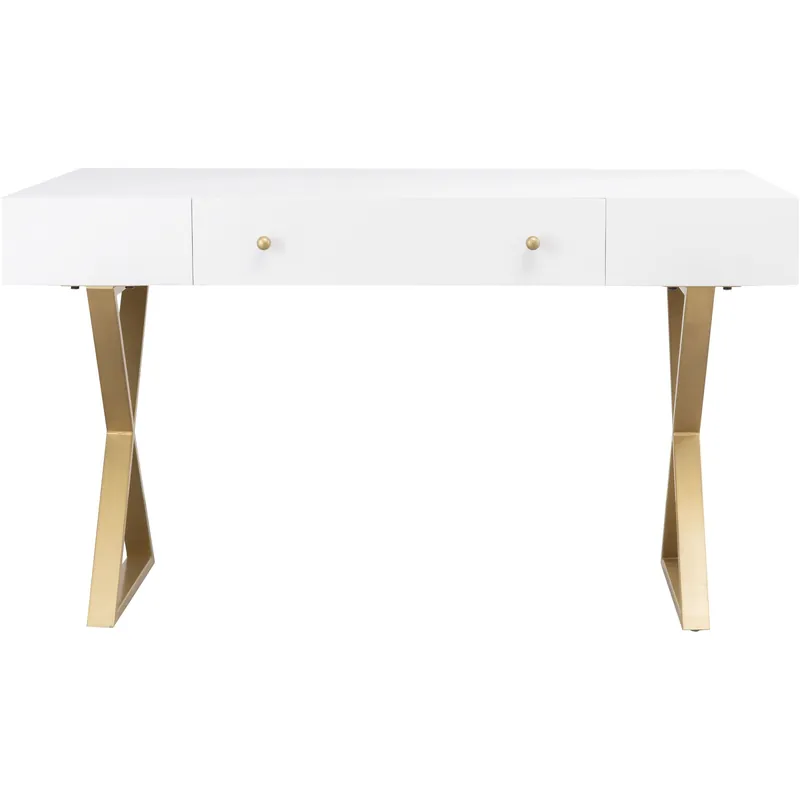 Super Sale Guilford 54 X 25.5 inch White with Satin Brass Desk