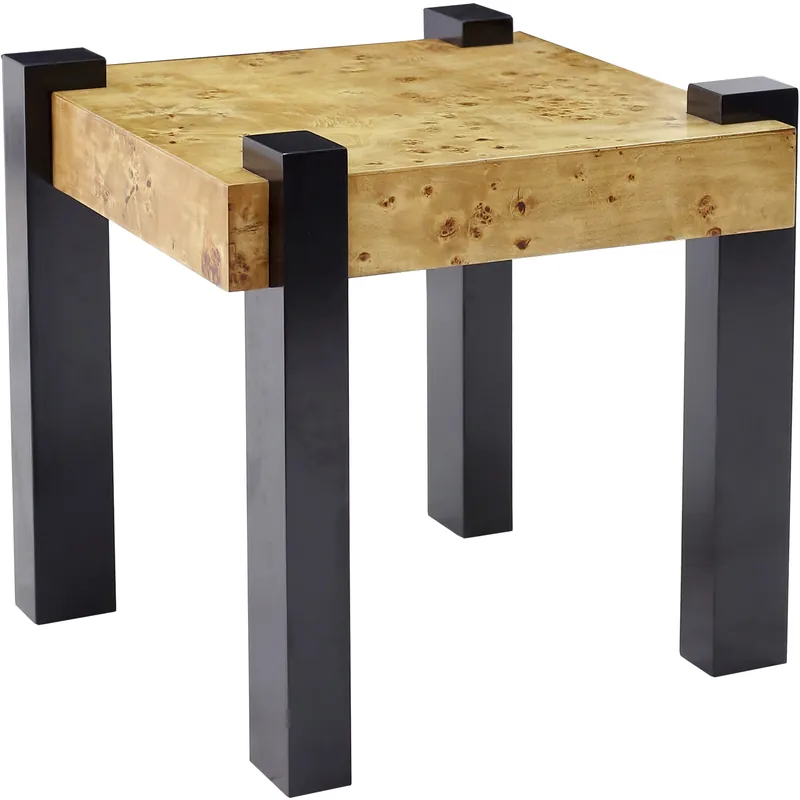 Direct From Manufacturer Bromo 26 X 24 inch Natural Burl with Black Accent Table