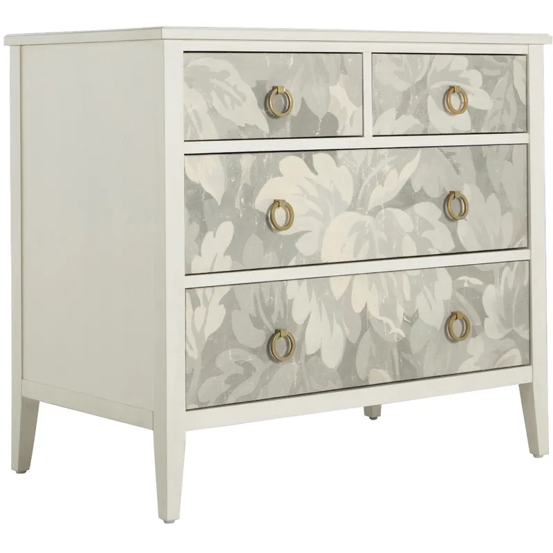 Flash Sale Easton Antique Painted White / Custom Printed Fabric / Antique Gold Chest