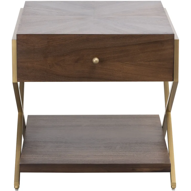 Guilford 29 X 24 inch Mahogany with Satin Brass Accent Table New Release