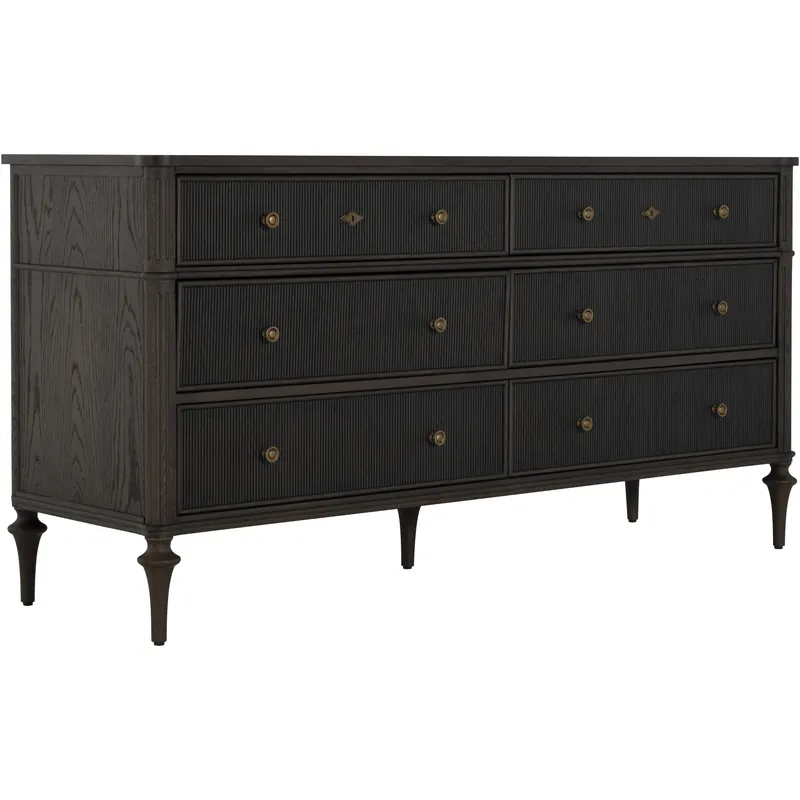 Hot Deal Andrea Dark Stained Oak / Antique Brass / Stained Oak Dresser