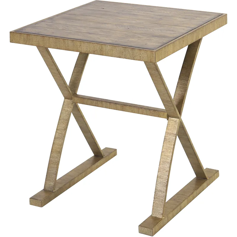 Better Ending 25 X 22 inch Aged Gold with Natural Accent Table Next Day Delivery