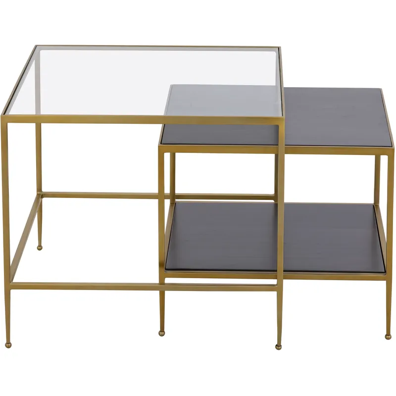 Seasonal Sale Carrick 26 X 24 inch Dark Brown with Brass and Clear Nesting Table, Set of 2