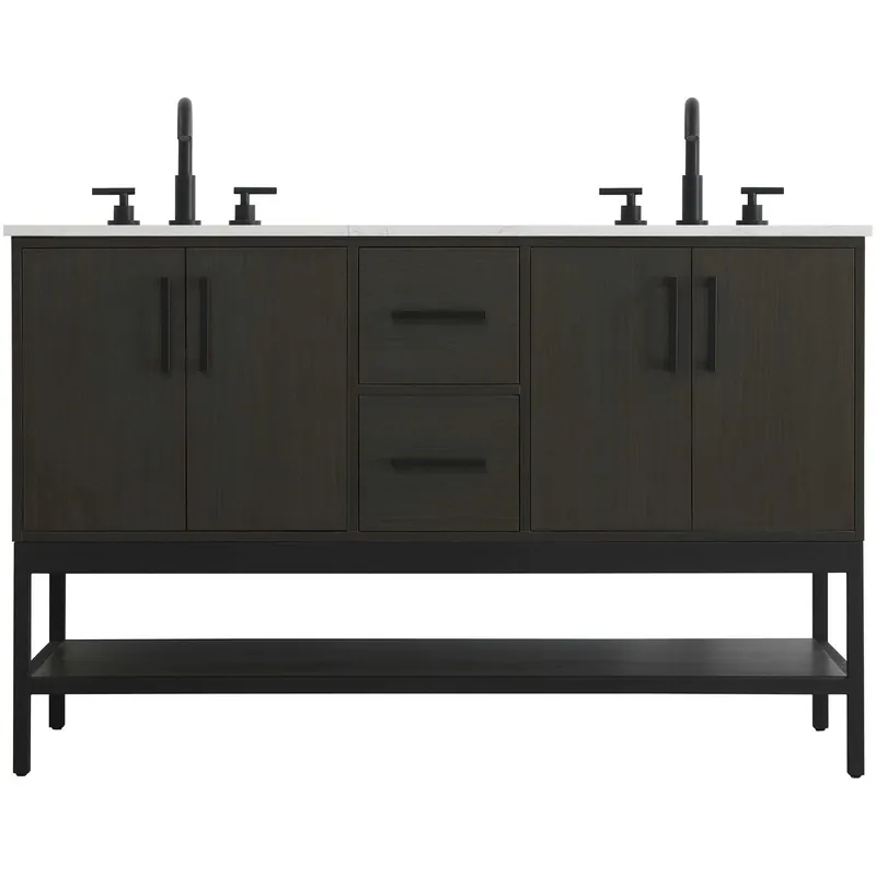 Lennox 54 X 34 inch Mocha Brown Bathroom Vanity Cabinet Free Shipping