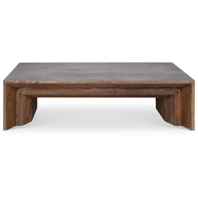 Markdown Vail 60 X 16 inch Natural Reclaimed Elm Wood and Gray Concrete Coffee Table