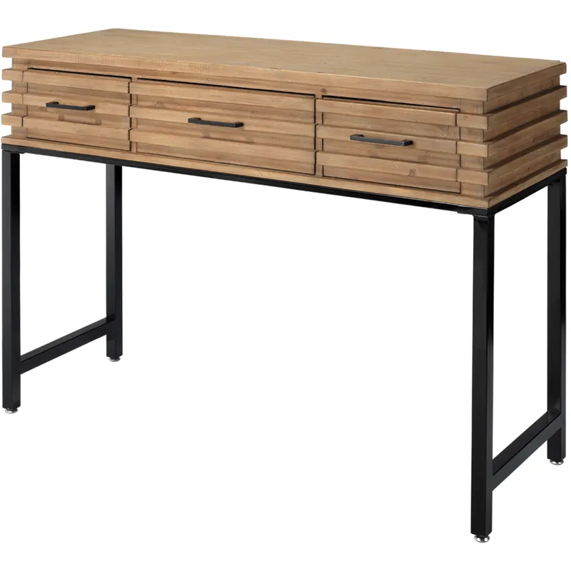 Grab Now Logan 46.75 X 15.75 inch Natural Wood and Black Metal Console