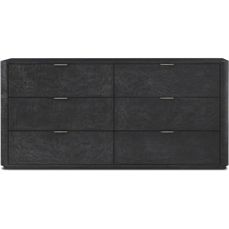 Kesden Silent Black Dresser, Wooden, 6-Drawer Popular