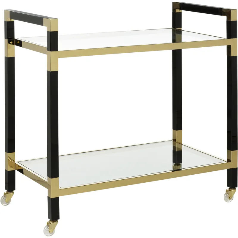 Wholesale Acrylic Black and Gold Bar Cart