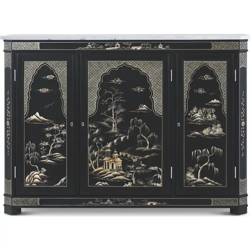 Chinoiserie Cabinet, Wooden with Marble Top, Spencer London Handmade