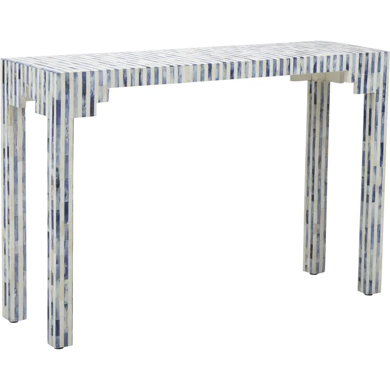 Bone Inlay 48.25 inch Blue and White/Cream Console Table Bulk Order
