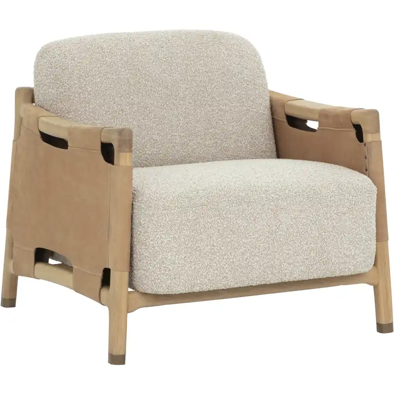 Calloway Light Oak / Santa Cruz Oatmeal / Nubuck Tan Leather Lounge Chair Trending