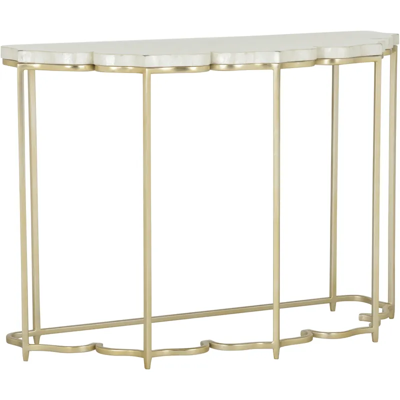 Exclusive Lotus Flower 45.5 inch Gold and White/Cream Console Table