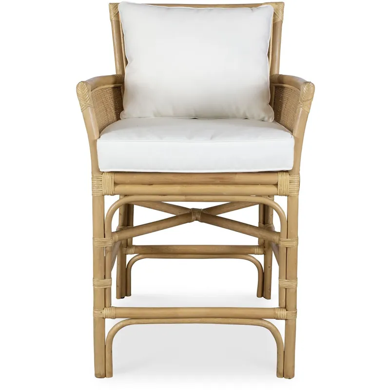 Trending Pacific 39.5 inch White and Natural Rattan Counter Stool