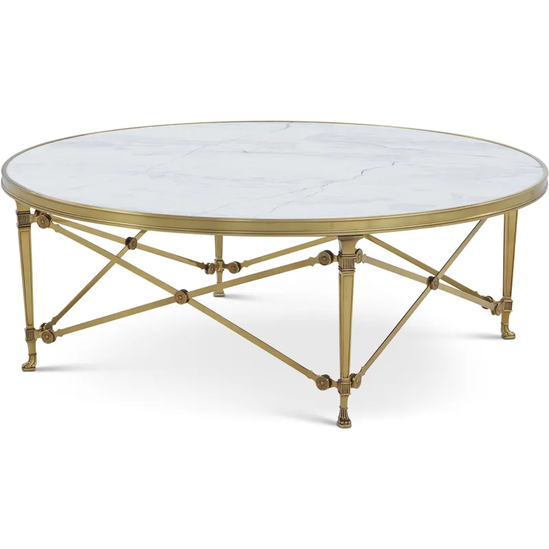 Get Yours Spencer London 45 X 45 inch Cannes Brass / Lacus Quartz Cocktail Table