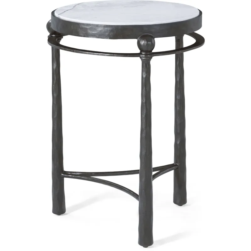 Spencer London 22 X 15.75 inch Drink Table, Wrought Iron, Marble Top, Round Holiday Sale