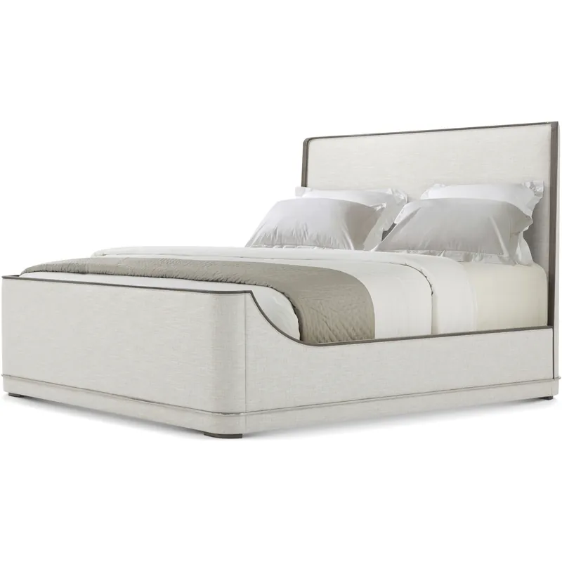 Hudson Pebble Grey US King Bed, Wooden, Upholstered Brand New