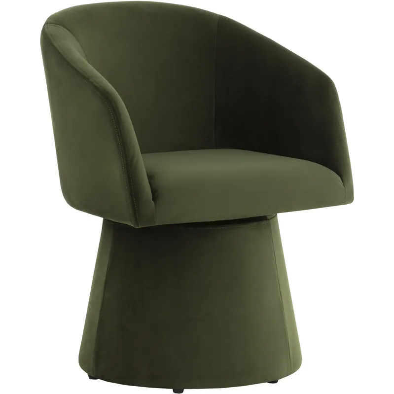 Etta Moss Green Swivel Dining Armchair in Copley Cognac Instant Buy