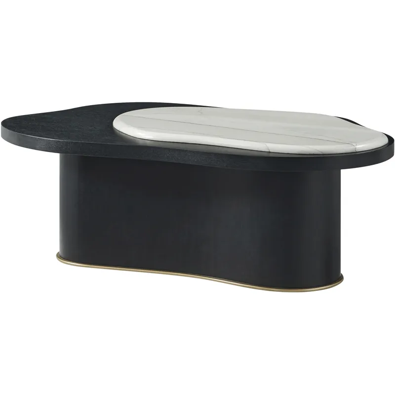 Amorphous 50.25 X 30.75 inch Cocktail Table, Wooden with Marble Top Flash Sale