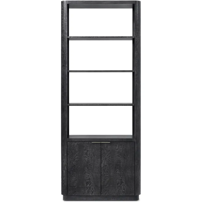 New Release Kesden Silent Black Bookshelf, Wooden, 4-Shelf