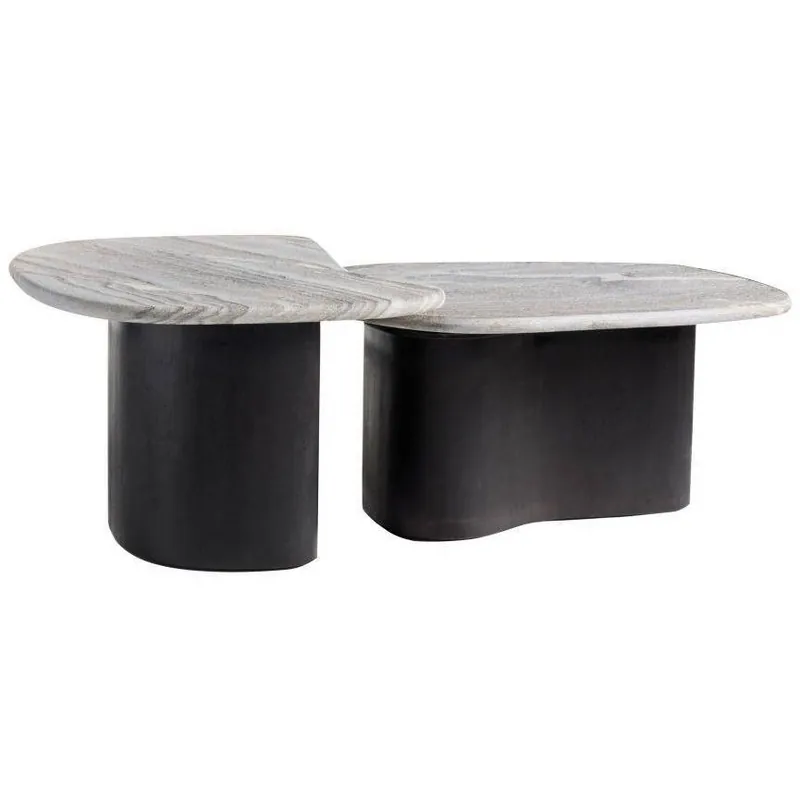 Melt 35 X 17 inch Ebony and Galaxy Marble Coffee Tables, Set of 2 Best Seller