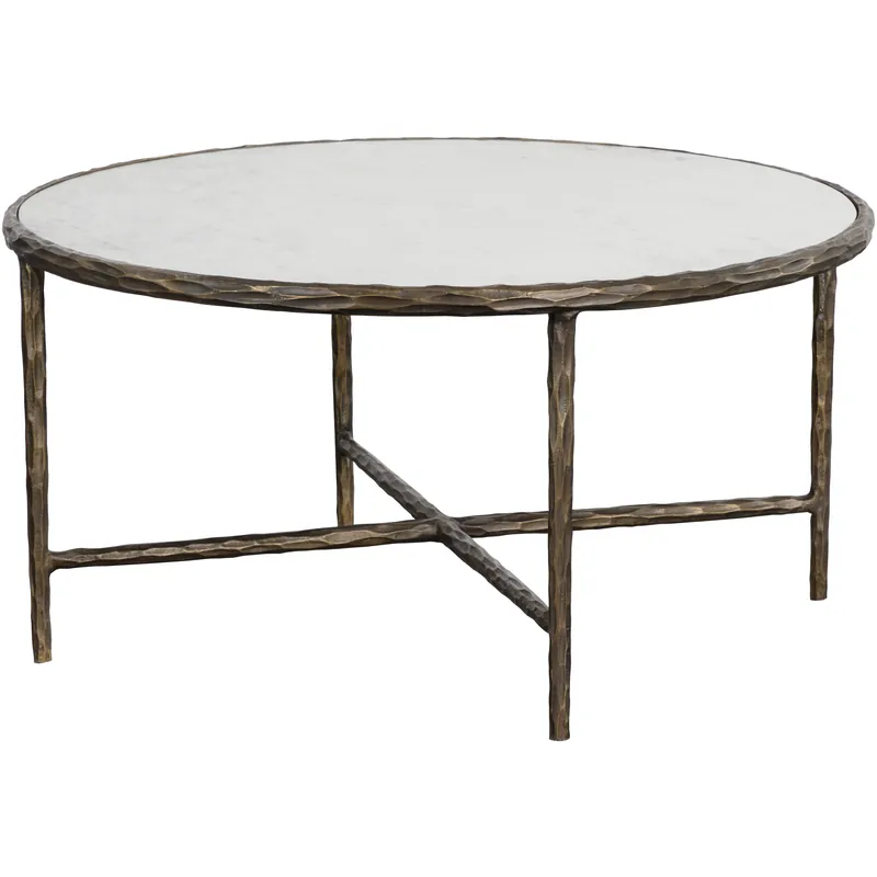 Riyaz 36.25 X 18.5 inch Antique Brass with White Coffee Table Markdown
