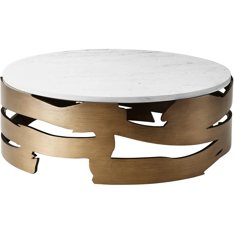 Holiday Sale Michael Berman - Califolio 48 X 48 inch Figured Bianco Carrara Marble Cocktail Table
