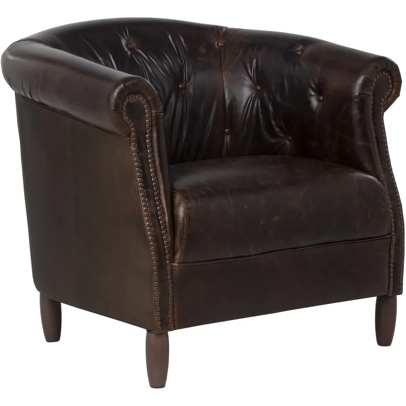Marjorie Chocolate Leather Lounge Chair Mega Sale