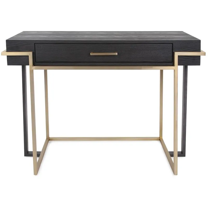 Evora 45.5 inch Matte Black and Gold Desk/Console Modern